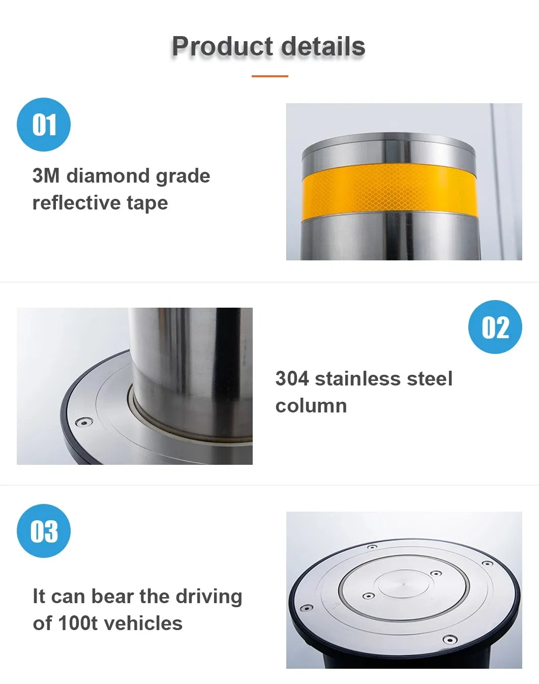 Factory Price Parking Retractable Electric Safety Barriers Automatic Hydraulic Rising Lift Bollards