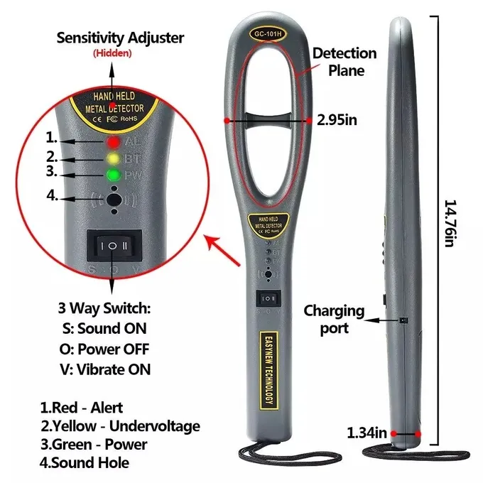 High Accuracy Handheld Metal Detector for Security Inspection