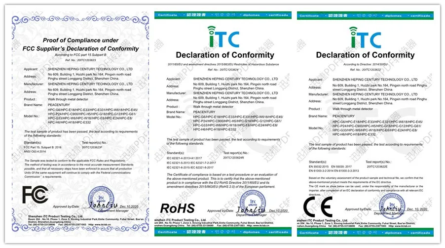 Public Security Safety Check Door Frame Metal Detector Systems 18zones Peacentury